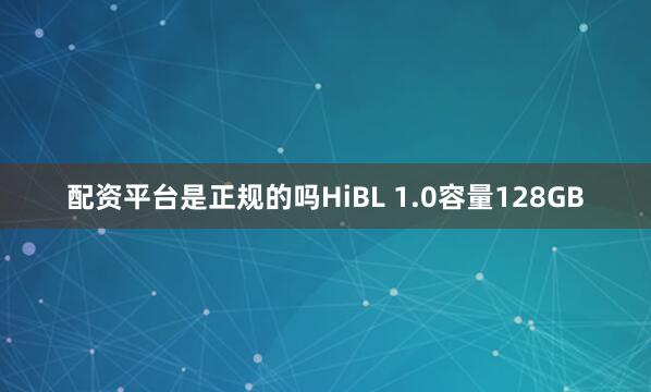 配资平台是正规的吗HiBL 1.0容量128GB